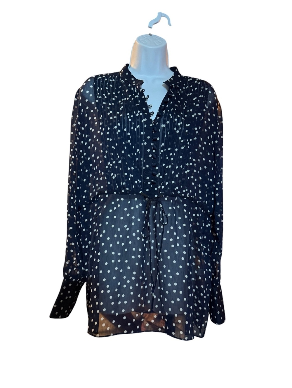 George Navy Shadow Polka Dot Sheer Blouse
